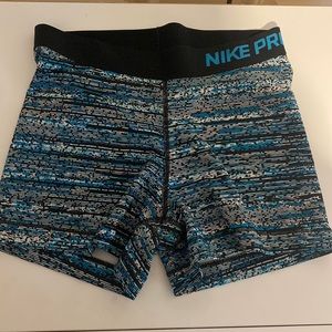 Nike Pro Spandex 3 inch Short — Blue Patterned